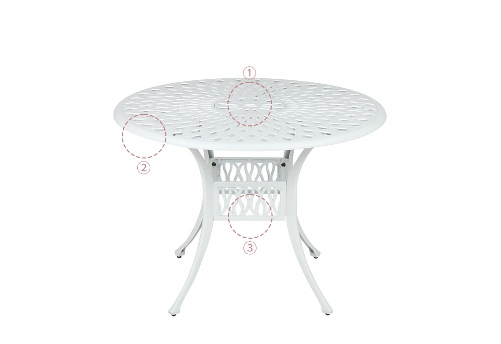 피카소가구 아트웨이 연꽃주물2인세트 테이블 디테일 설명